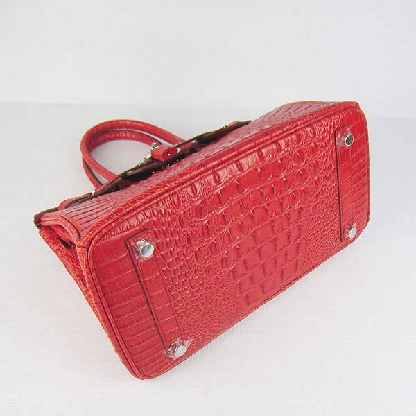 Replica Hermes Birkin 30CM Crocodile Head Veins Bag Red 6088 On Sale